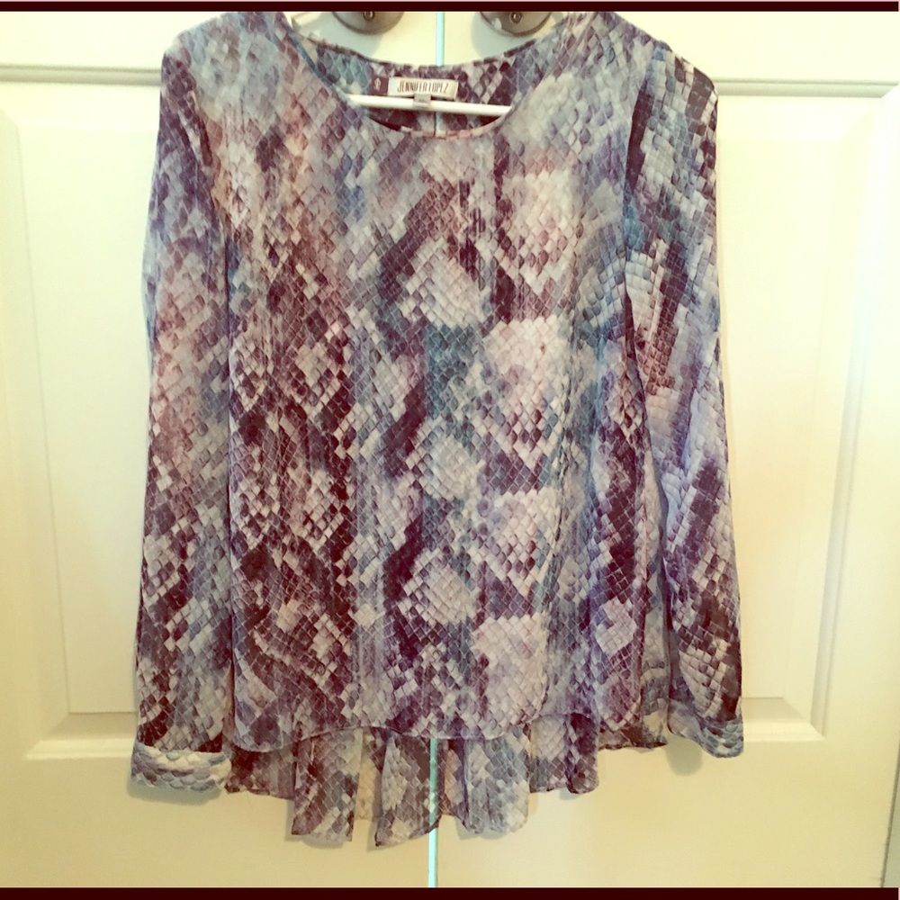 Jennifer Lopez Sheer Blouse w/ Pleat-shirred back